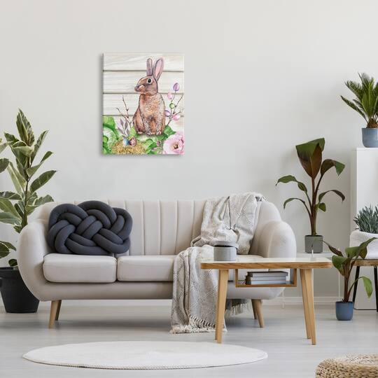 Stupell Industries Spring Flower Garden Country Rabbit Canvas Wall Art